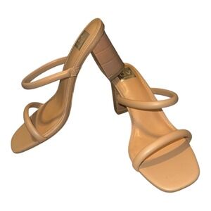 DV Dolce Vita Beige Halsty Block Heel Sandals, Size 9.5
